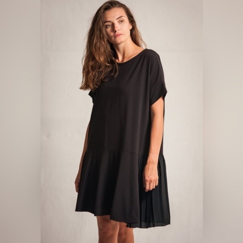 French Connection black ruffle hem slip tunic dress